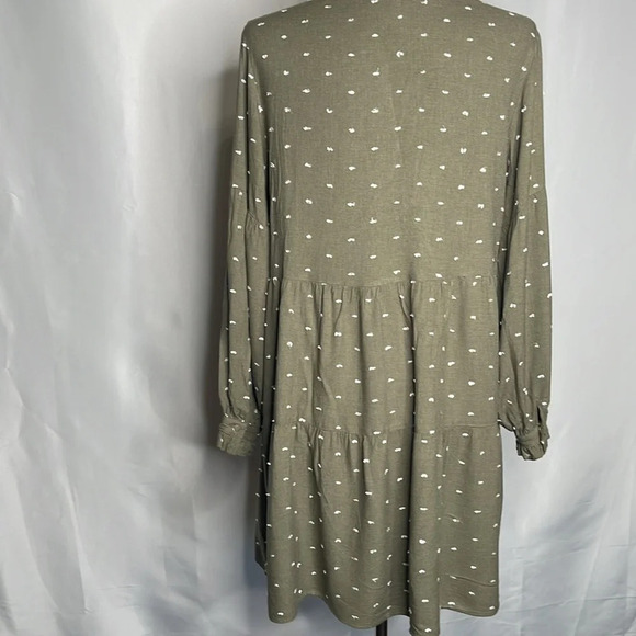 Zara Tunic Green V-Neck Tie Long Sleeve Women's Dress Size Medium - Picture 7 of 11